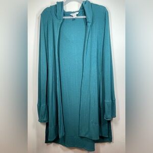ATHLETA Women’s Pranayama‎ Long Ribbed Hooded Cardigan Teal Size Medium